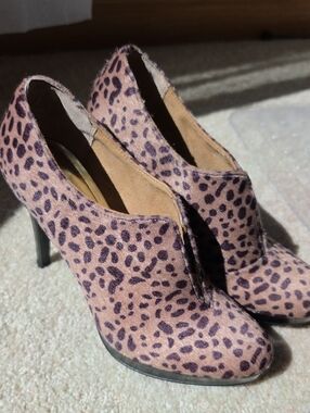 Style & Co. Mauve Leopard-Print Heel Booties